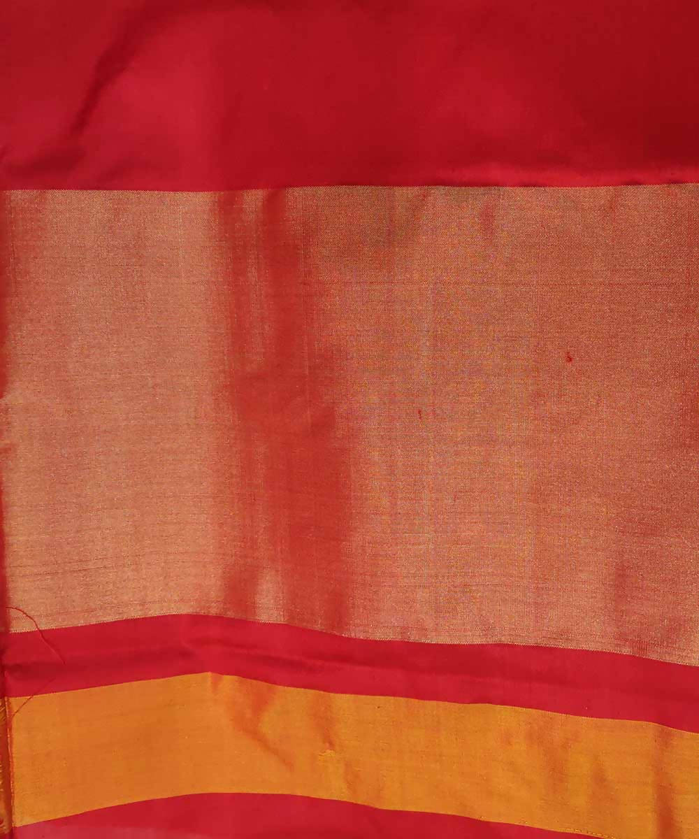 Bright navy blue red handloom silk pochampally ikat saree