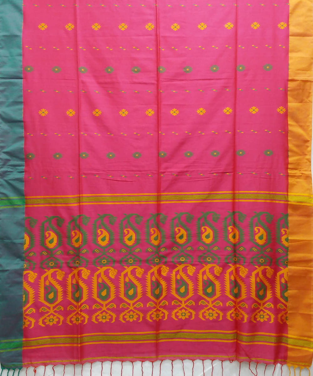 Rani pink handwoven cotton bengal saree