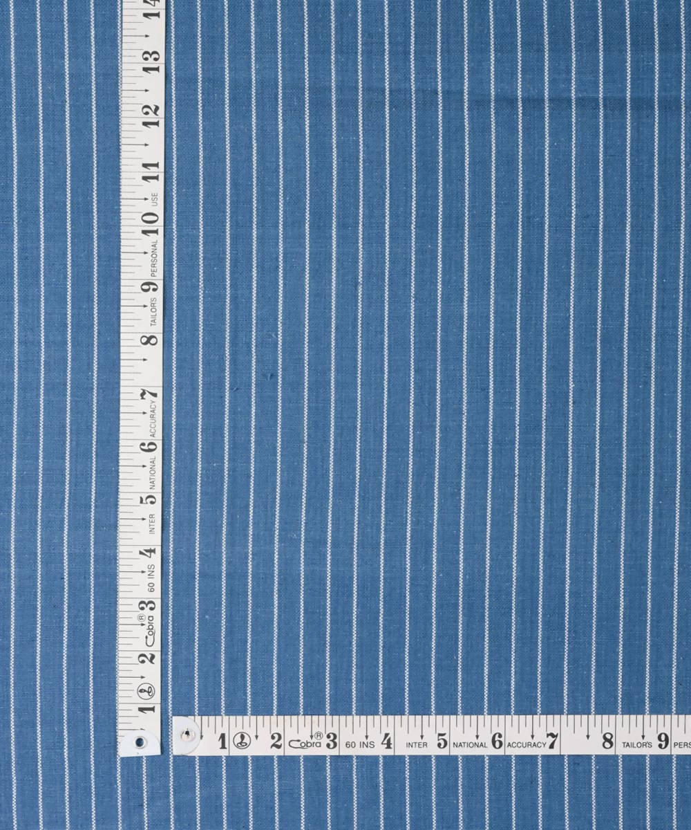 Indigo handwoven cotton striped upholstery fabric