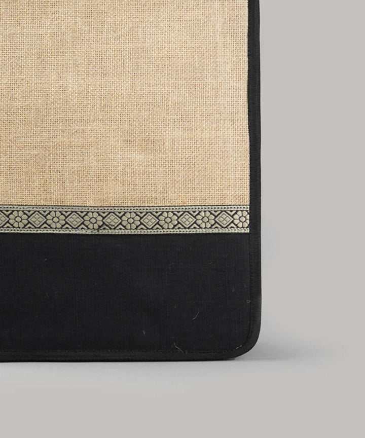 Beige black handcrafted canvas folder
