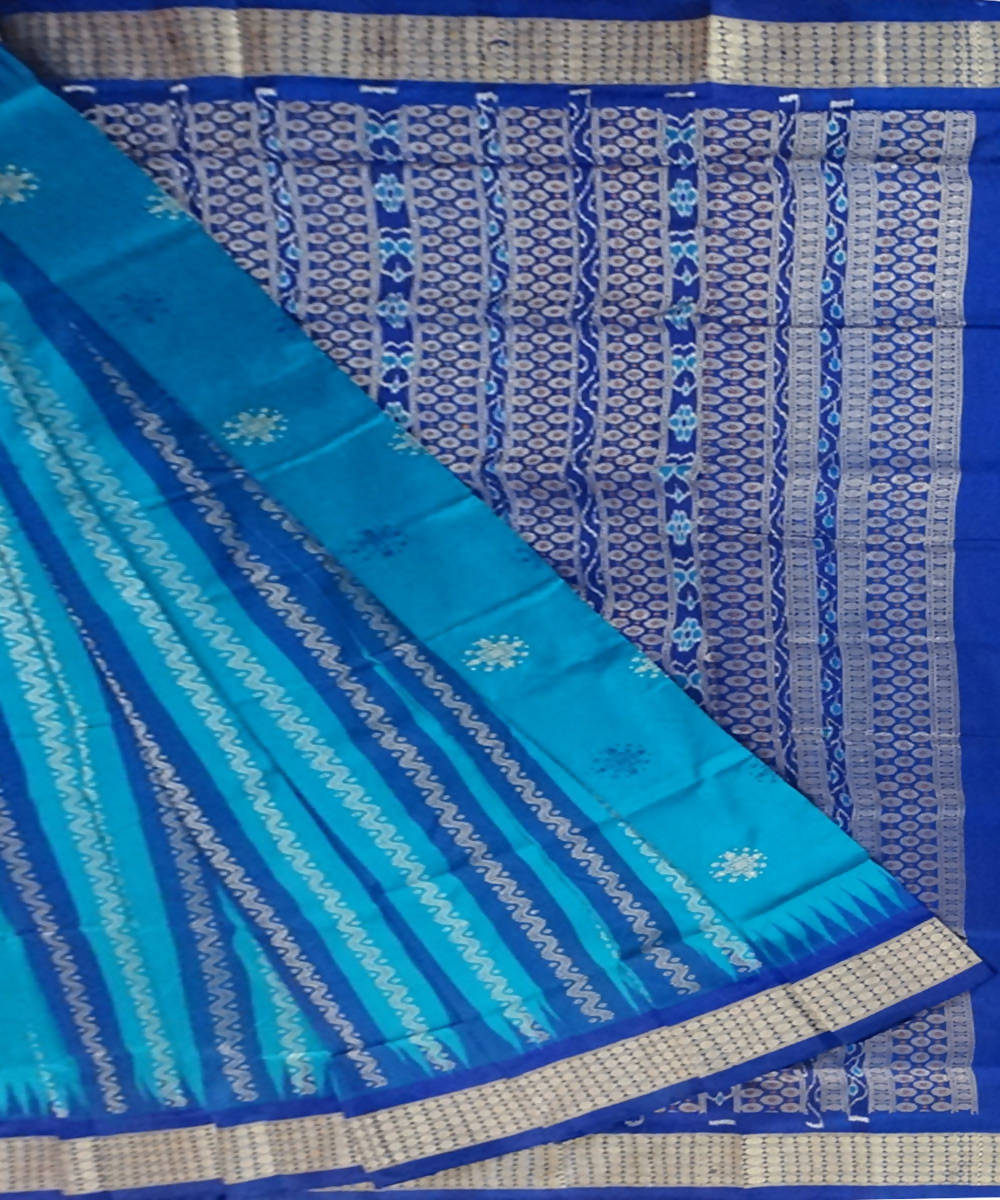 Pacific blue bomkai handloom silk saree