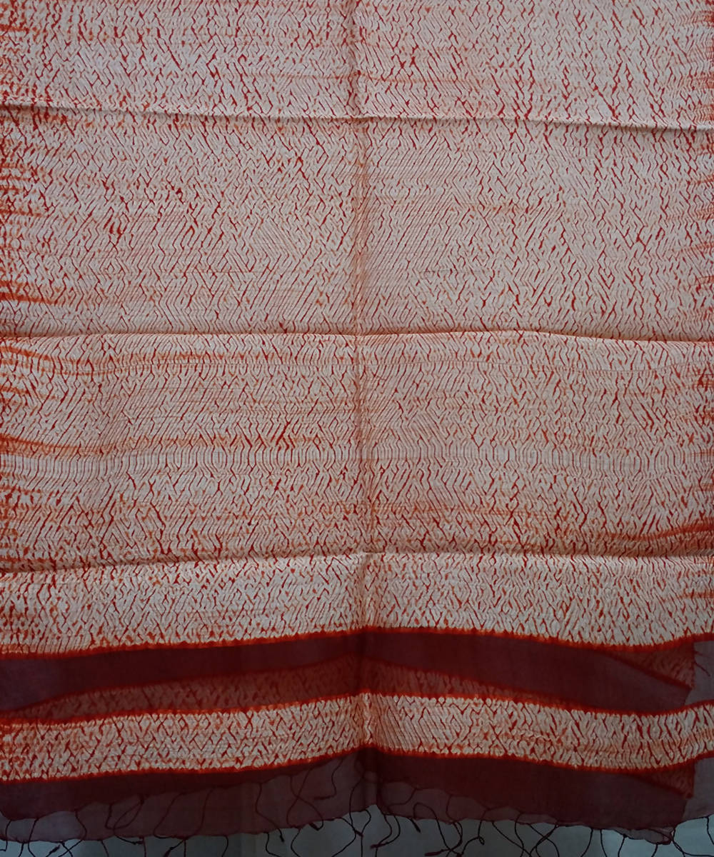 white red Shibori hand print Matka silk Stole