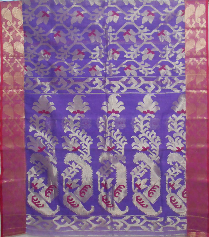 Bengal handloom lavender blue tangail cotton saree