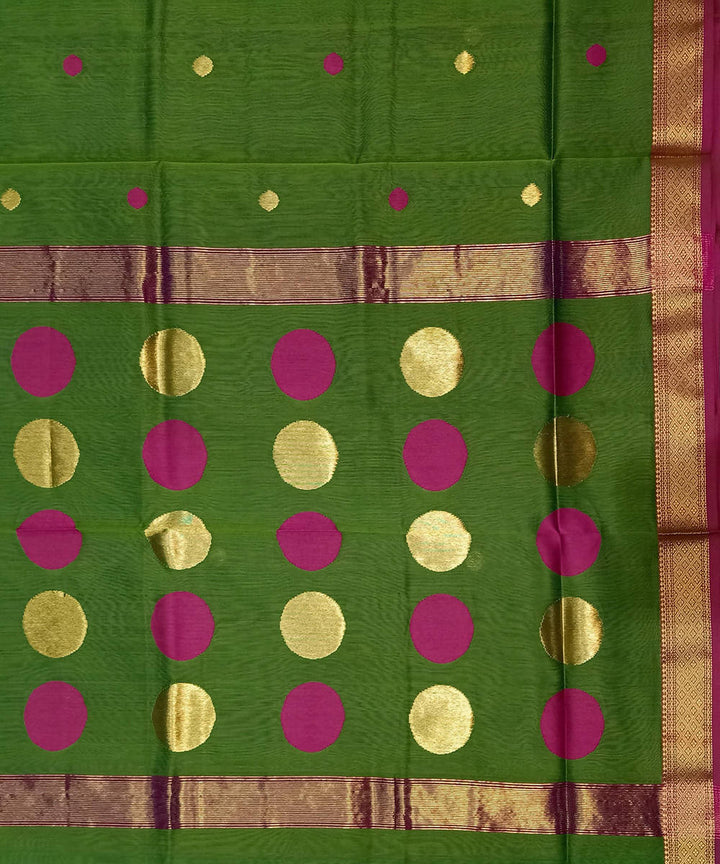 Maheshwari Emerald Green Handloom Cotton Silk Saree