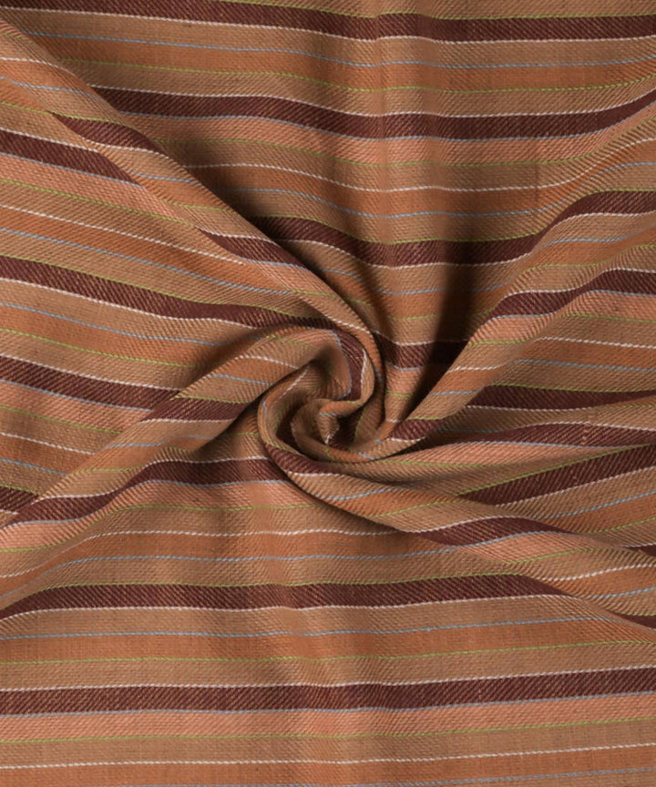 Brown striped handwoven cotton fabric