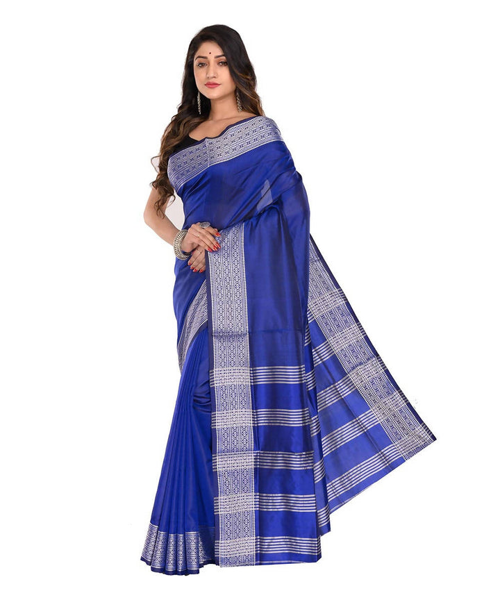 Bengal handloom blue silk saree
