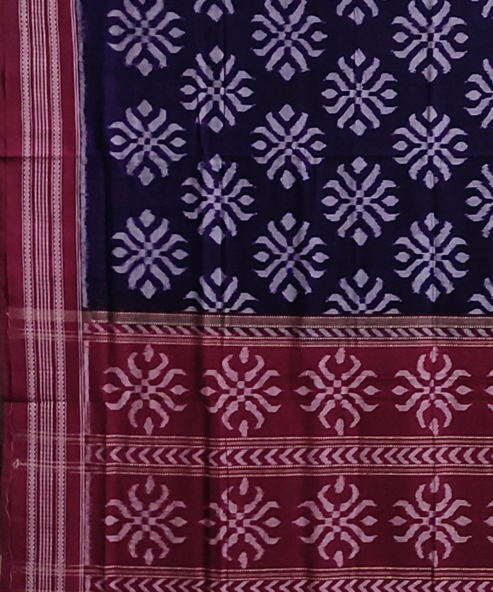 Navy blue with maroon cotton handloom sambalpuri saree