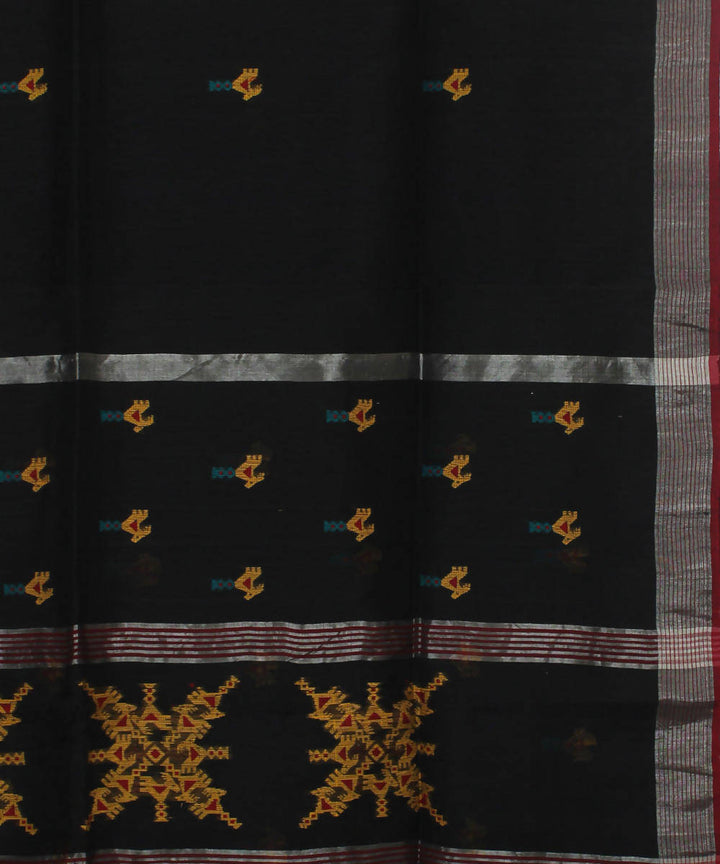Bengal Handwoven Linen Silk Black Saree
