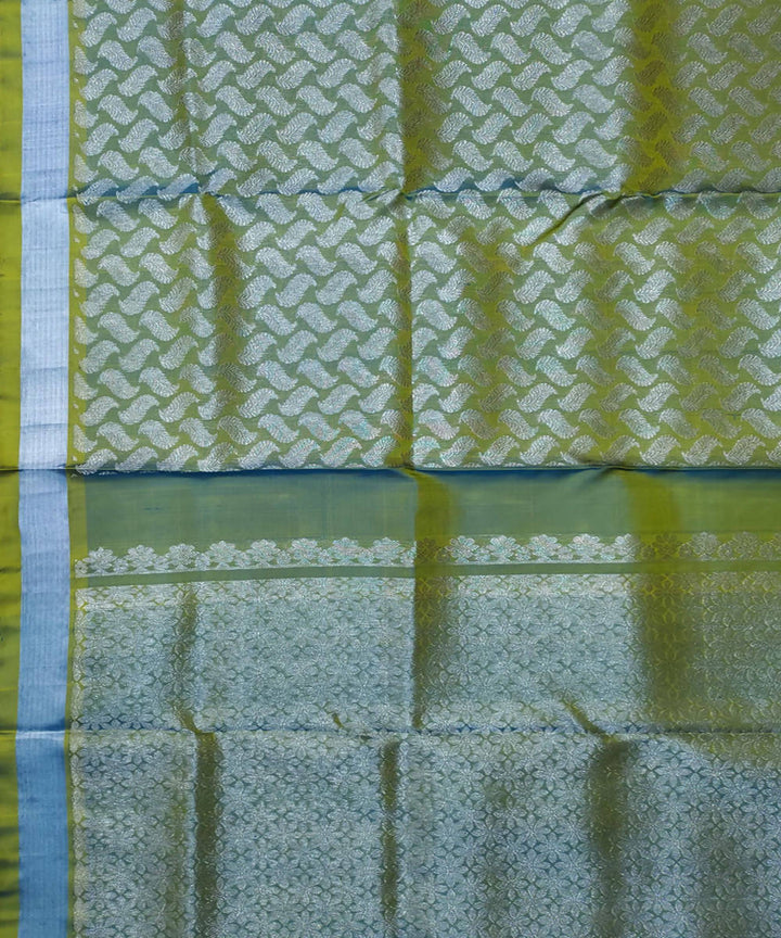Moss green venkatagiri handwoven silk saree