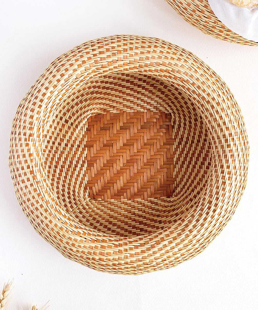 Handmade bamboo round bread basket