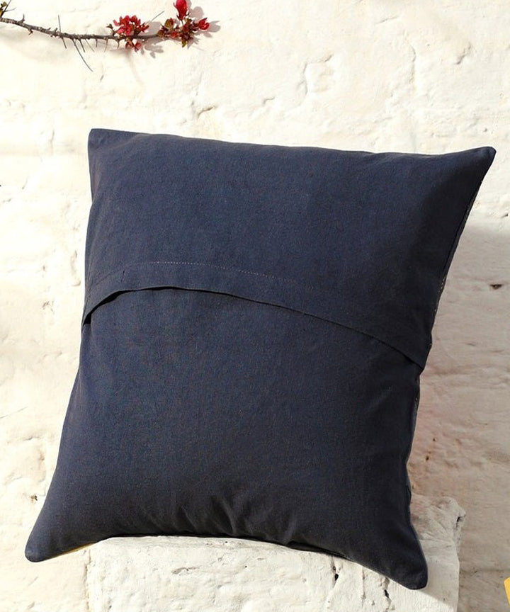 Grey handloom kantha stitch cotton cushion cover