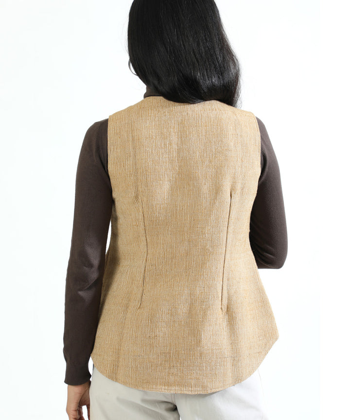 Light brown cascade handwoven woollen short jacket