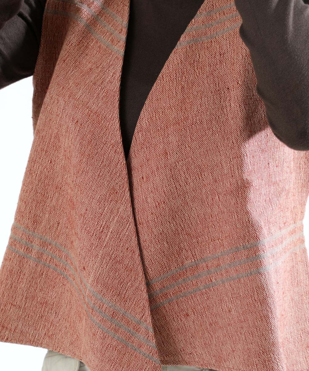Pink cascade hand woven woollen short jacket