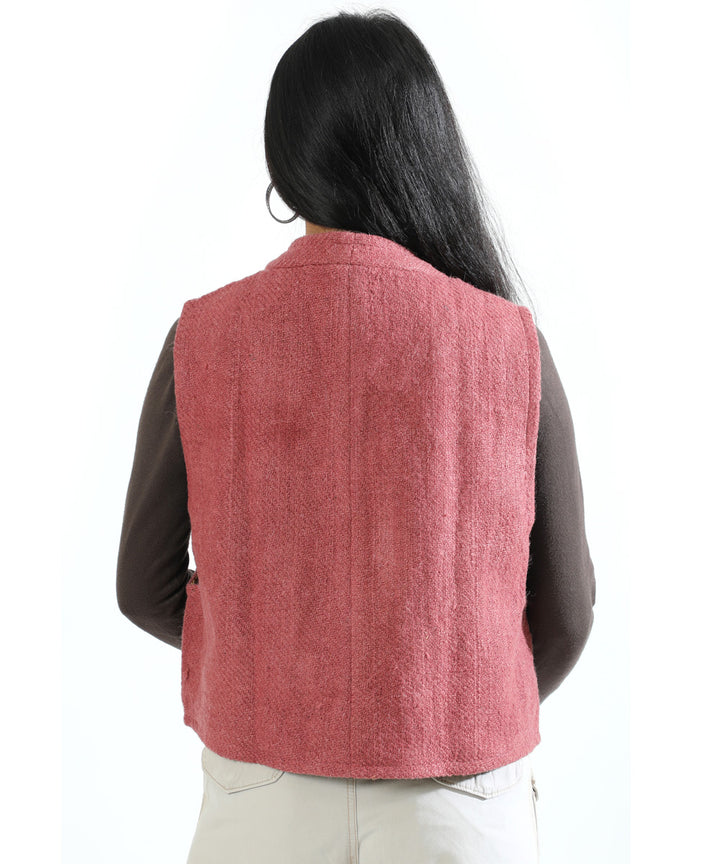 Pink cascade handwoven woollen short jacket