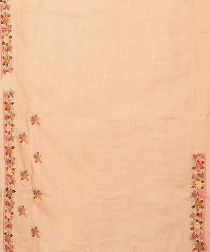 Beige bengal hand embroidery tussar silk saree