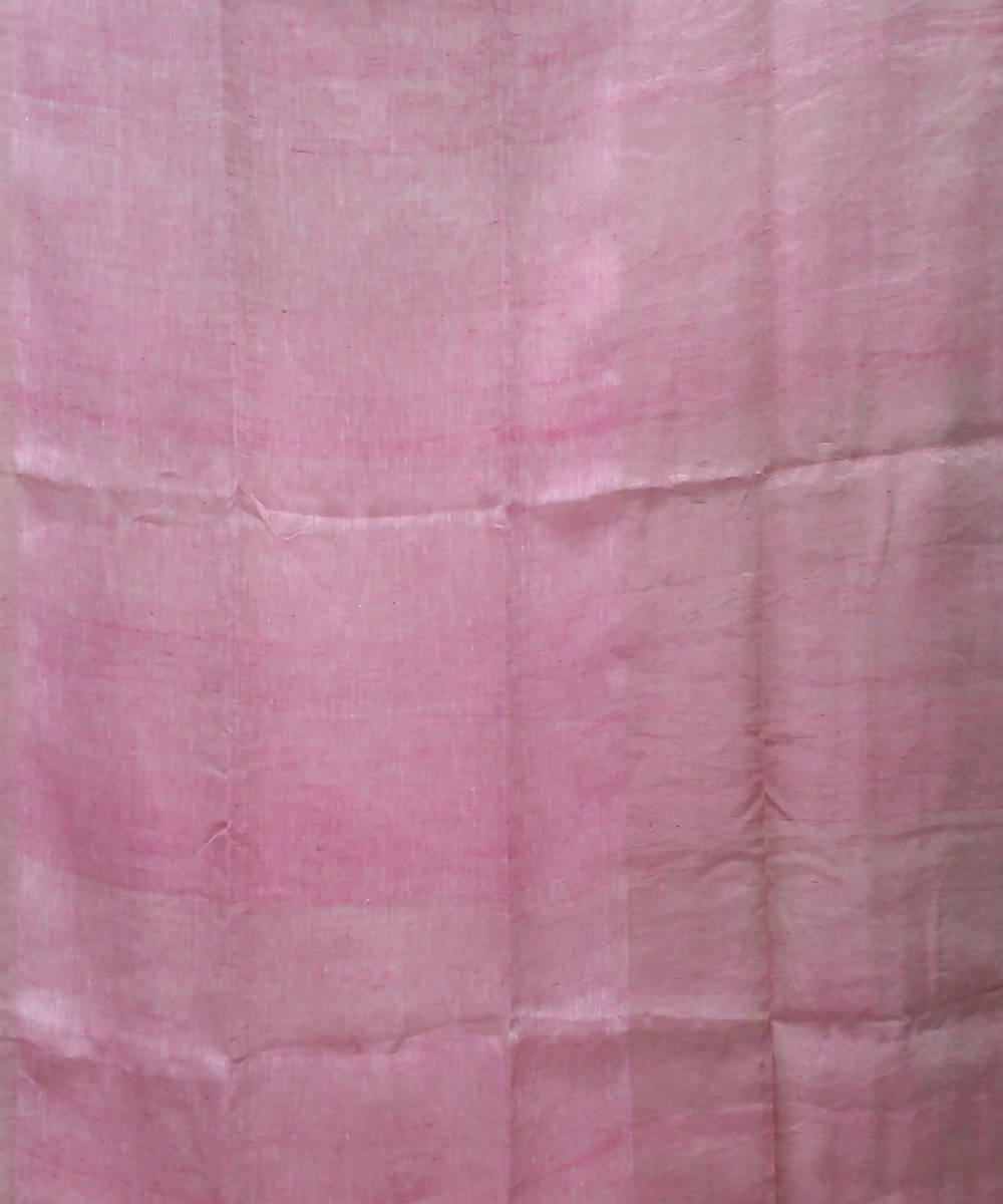 Handwoven bengal linen light pink saree