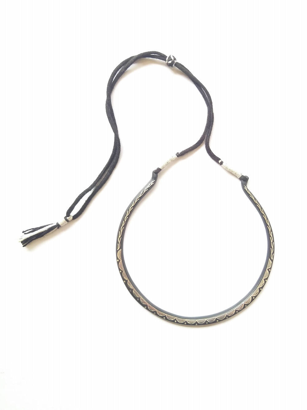 Handcrafted pure silver inlay bidri choker necklace