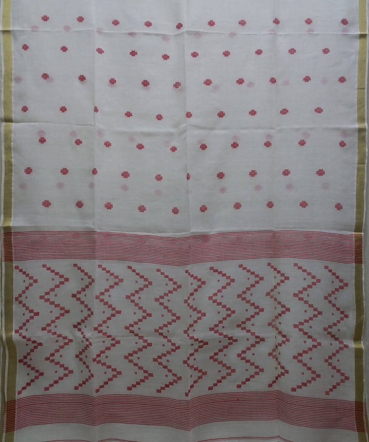 Handwoven bengal jamdani cotton white saree