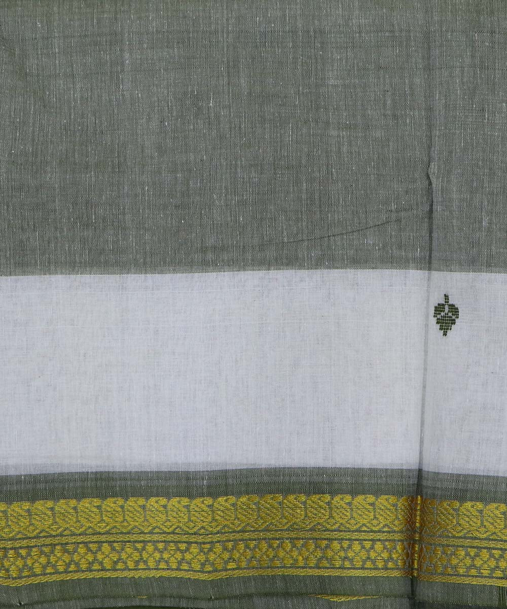 Grey handloom cotton bandar saree