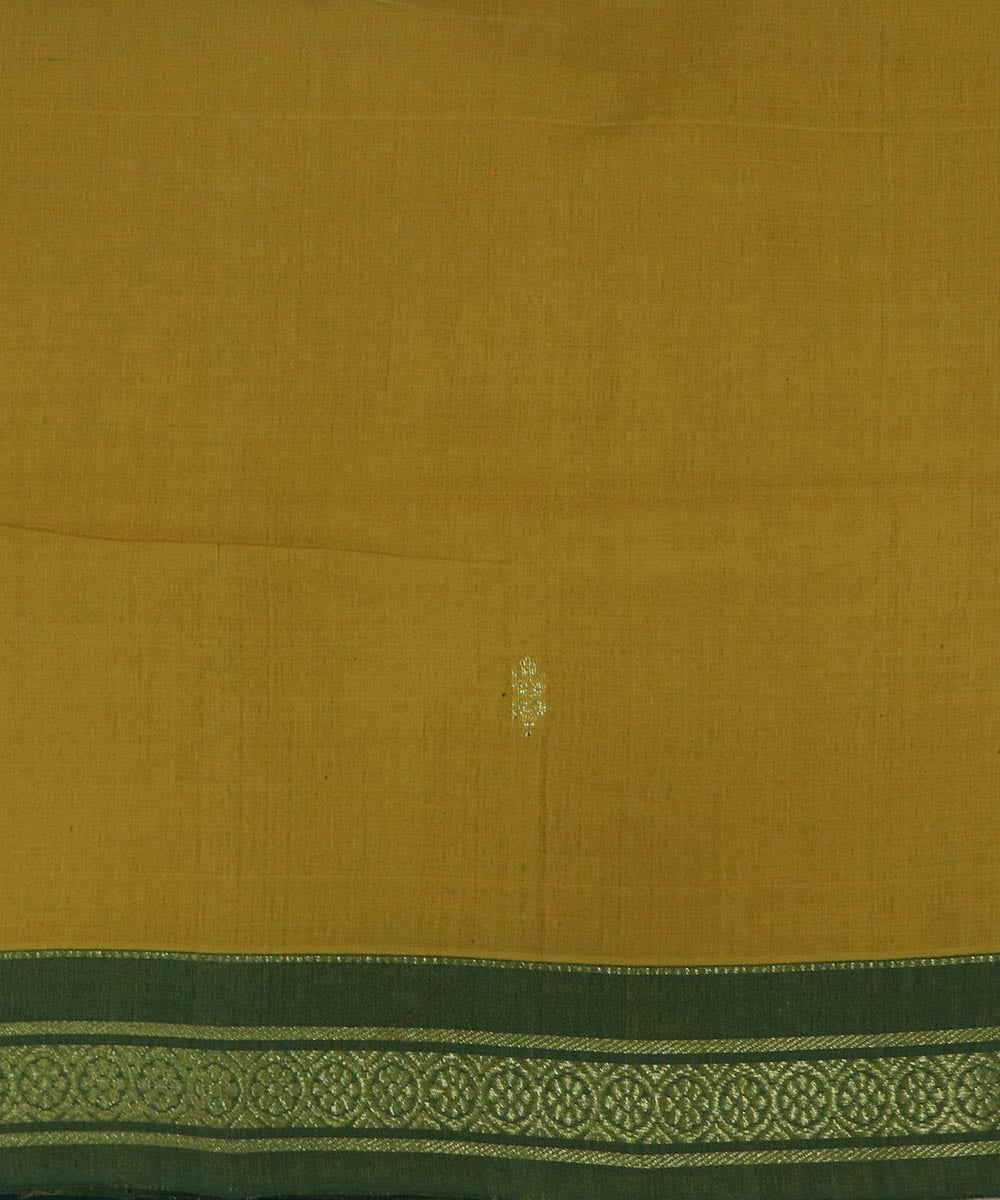 Mustard and green handloom cotton bandar saree
