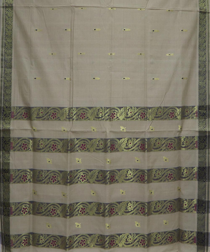 Cream handloom cotton bandar saree