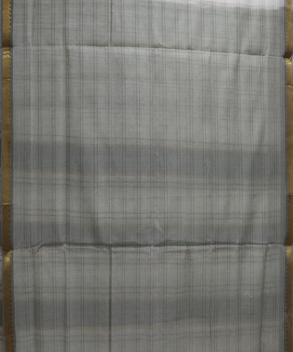 White grey checks handloom cotton mangalagiri saree