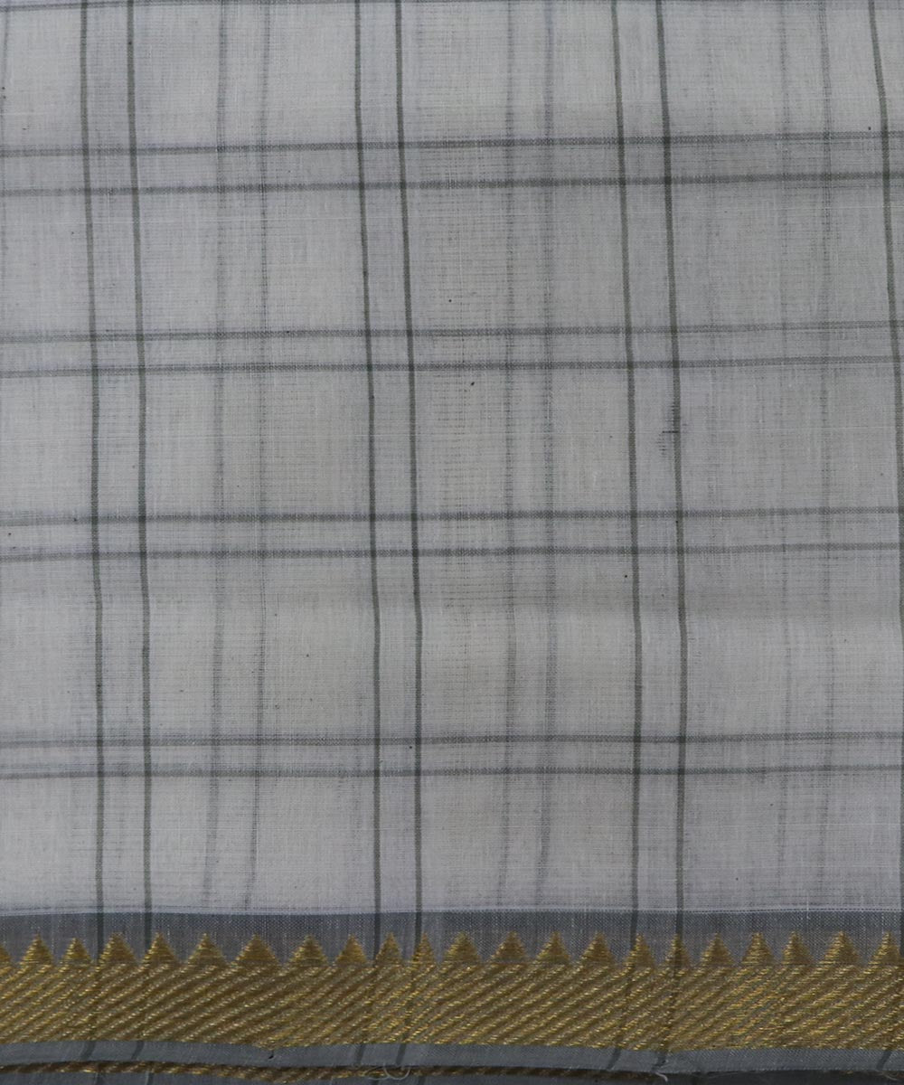 White grey checks handloom cotton mangalagiri saree
