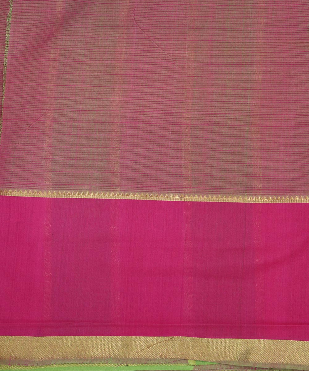 Green pink handloom cotton mangalagiri saree