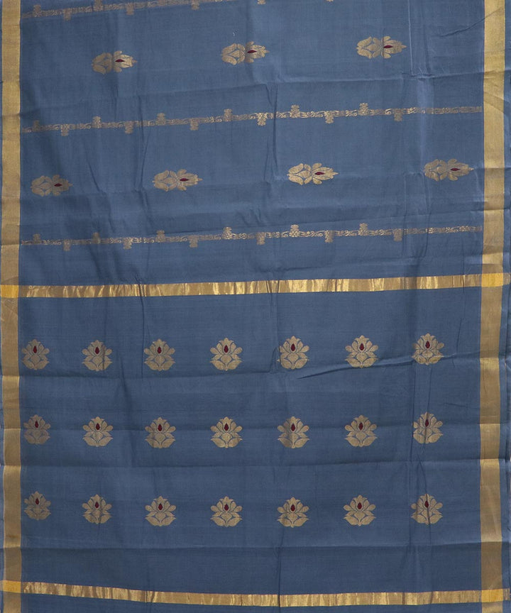 Blue grey handloom cotton rajahmundry saree