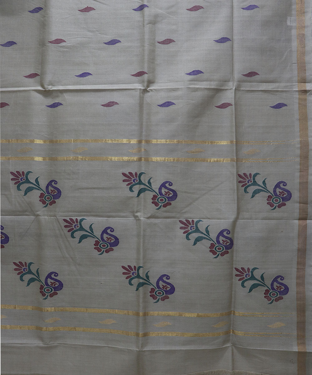 Cream handloom cotton uppada saree