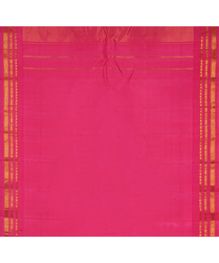 Light green and pink silk handwoven gadwal saree