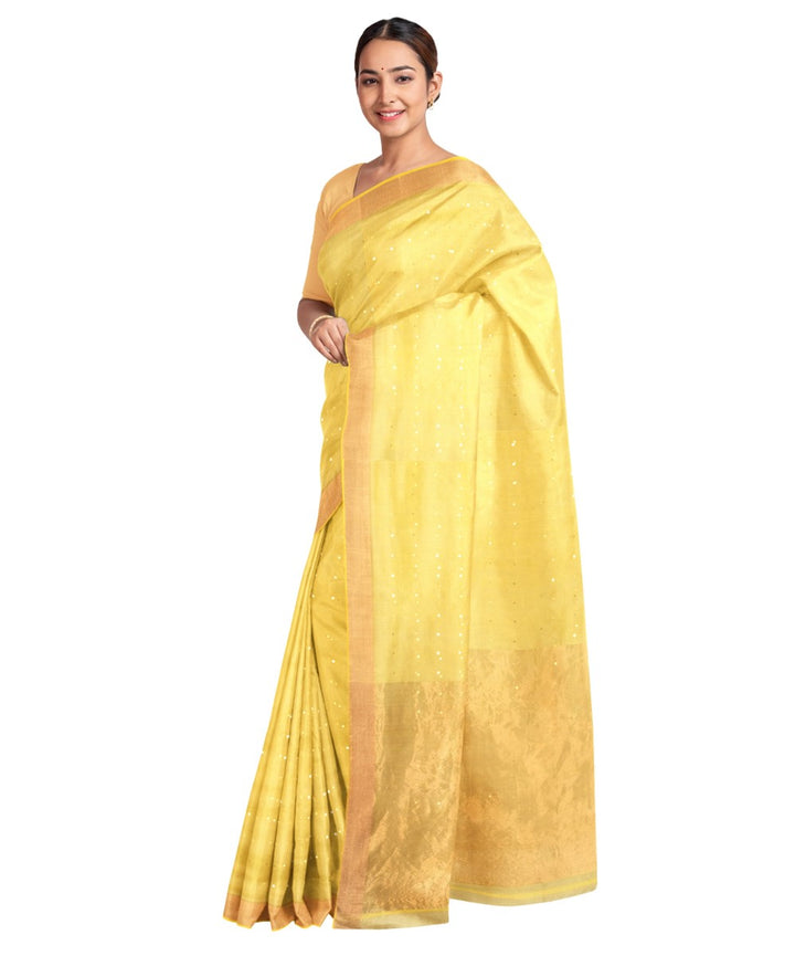 Yellow silk bengal handloom saree