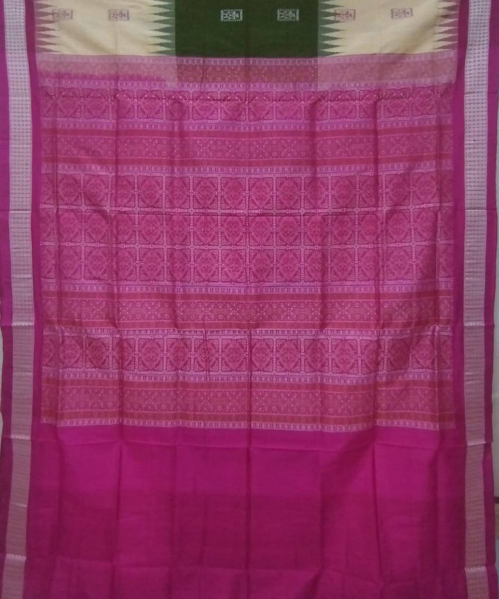 Multicolor pink handwoven bomkai silk saree