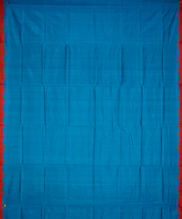 Serifed blue red tussar silk handloom ghicha saree