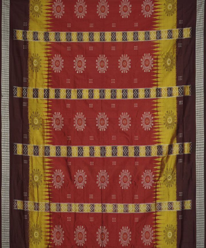 Red and coffee brown silk handloom bomkai saree