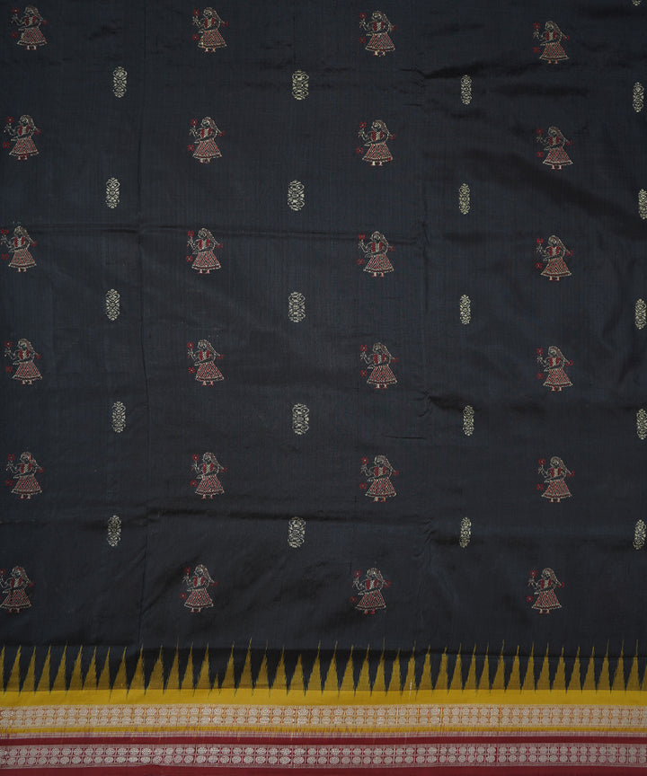 Black, yellow, red silk handloom bomkai saree