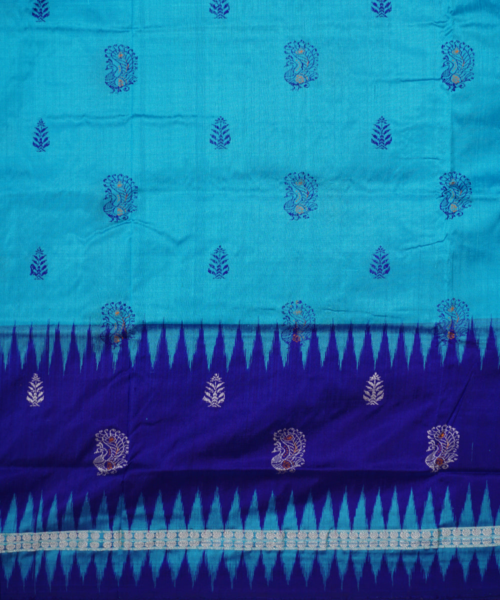 Sky blue silk handwoven bomkai saree
