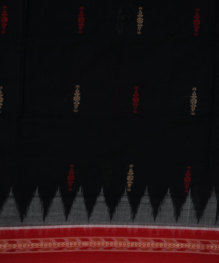 Black red handwoven cotton bomkai saree