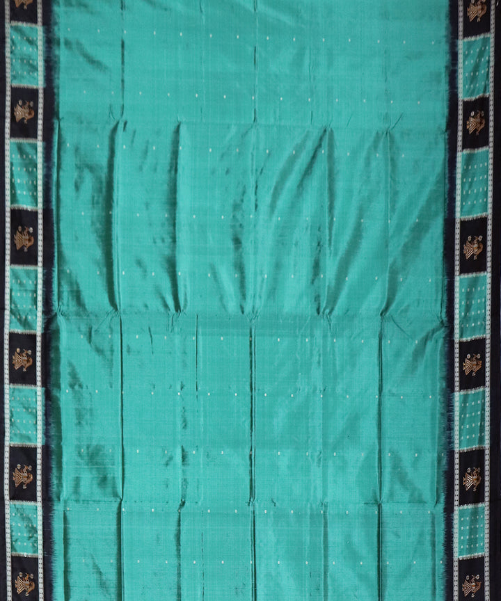 Cyan blue and black silk handloom bomkai saree