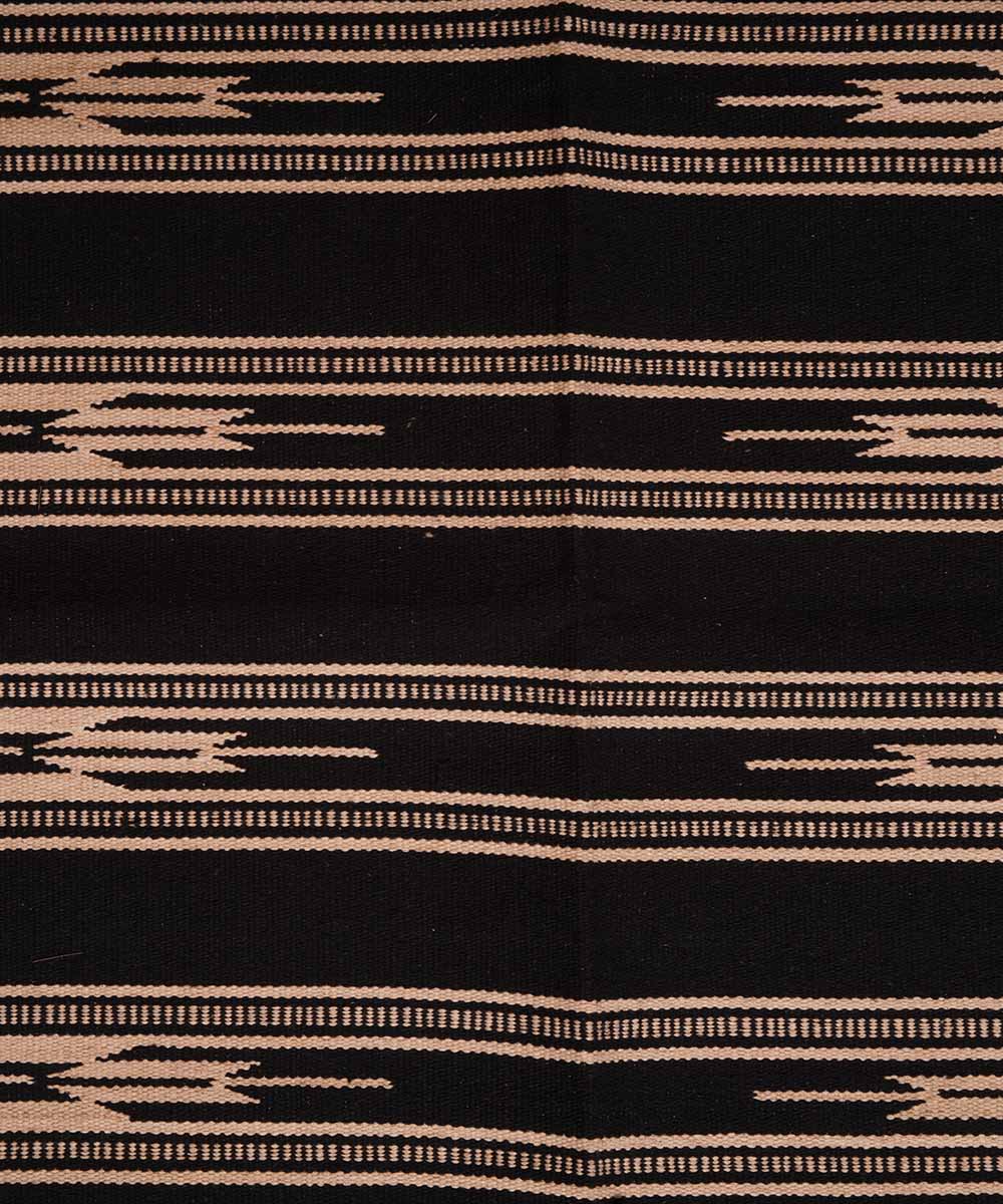 Handwoven black warangal interlock cotton dhurrie