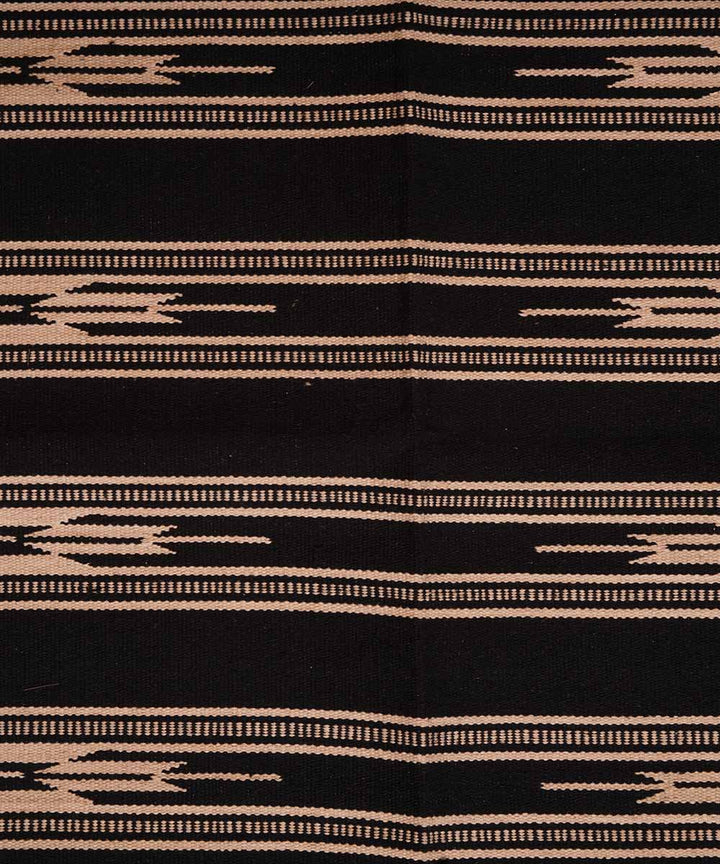 Handwoven black warangal interlock cotton dhurrie