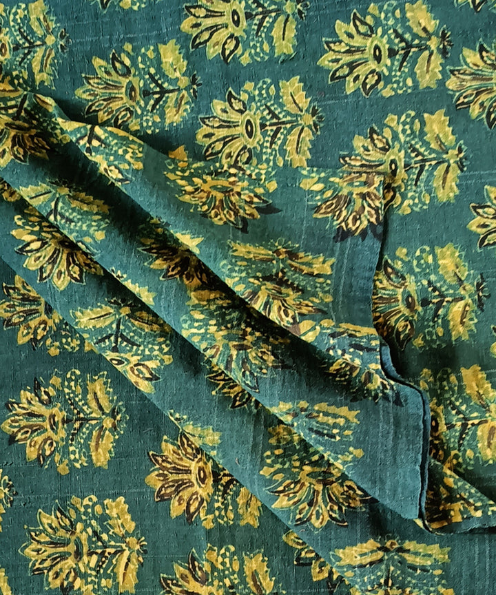 Green yellow hand spun hand woven cotton ajrakh blouse piece