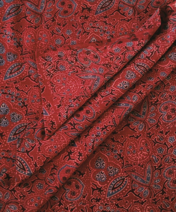 Red handspun handwoven cotton ajrak blouse piece