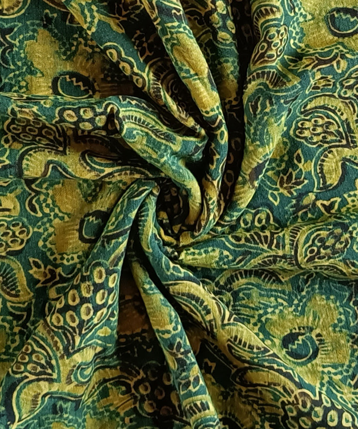 Green handspun handwoven cotton ajrakh blouse piece