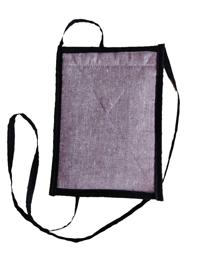 Purple white hand embroidery cotton mobile purse