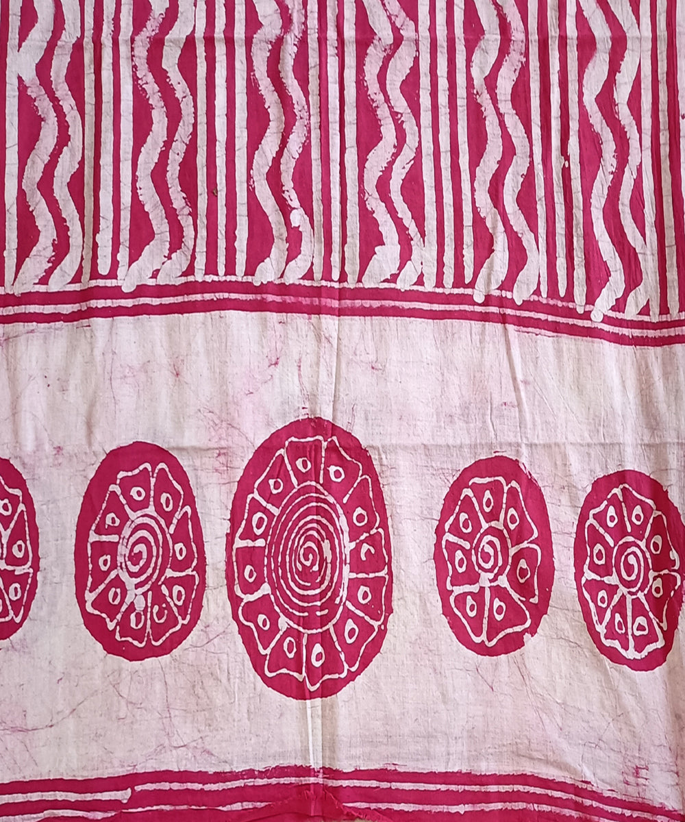 3pc Pink white handspun handloom cotton batik dress material