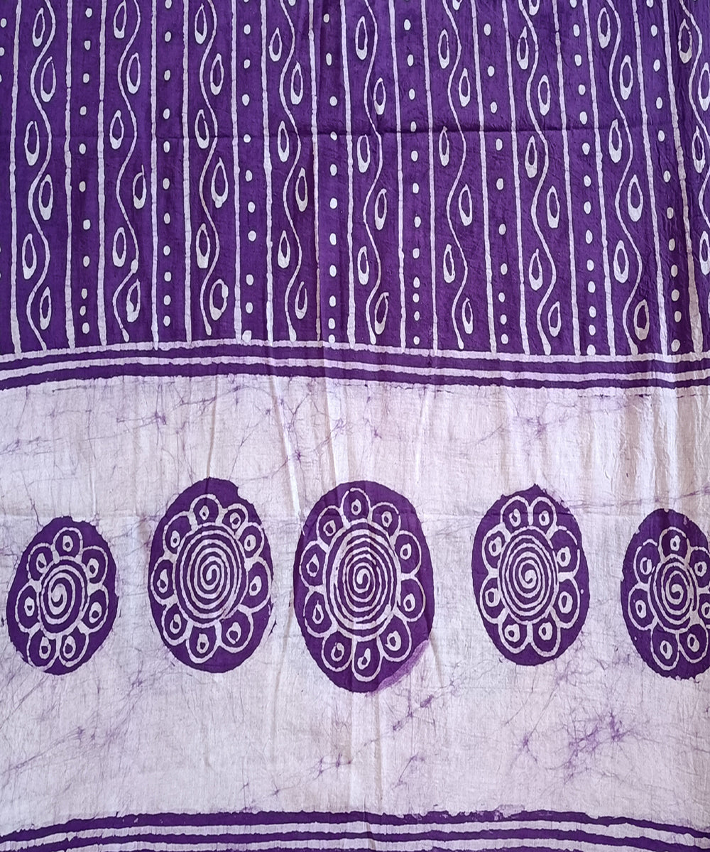 3pc Violet white handspun handloom cotton batik dress material