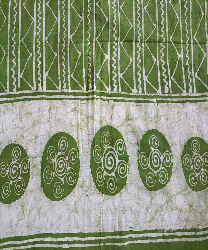 3pc Green white handspun handwoven cotton batik dress material