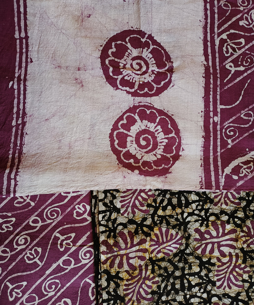 3pc Purple handspun hand woven cotton batik dress material