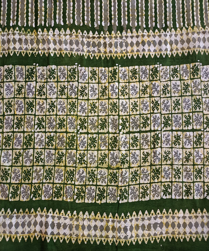 3pc Green yellow handspun handwoven cotton batik dress material